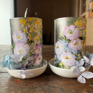 🕯️ ミモザの花を添えた、優しいお供えキャンドル｜心を込めた手作りの贈り物〜ご依頼品